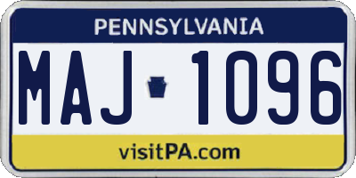 PA license plate MAJ1096