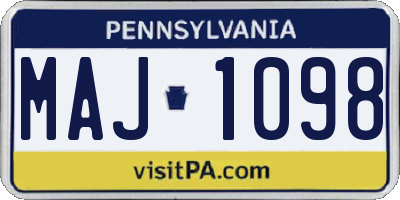 PA license plate MAJ1098