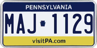 PA license plate MAJ1129