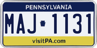 PA license plate MAJ1131