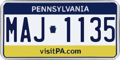 PA license plate MAJ1135
