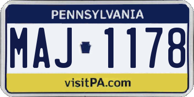 PA license plate MAJ1178