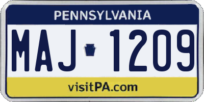 PA license plate MAJ1209