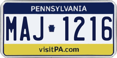 PA license plate MAJ1216