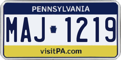 PA license plate MAJ1219