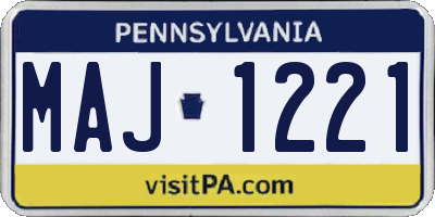 PA license plate MAJ1221