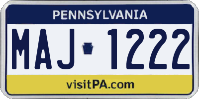 PA license plate MAJ1222