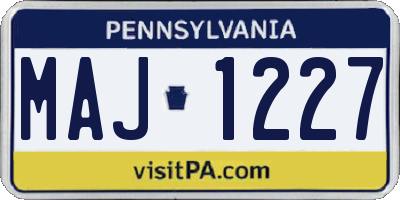 PA license plate MAJ1227