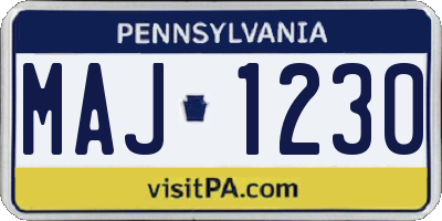 PA license plate MAJ1230