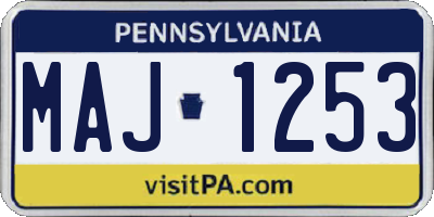 PA license plate MAJ1253