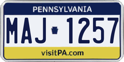 PA license plate MAJ1257