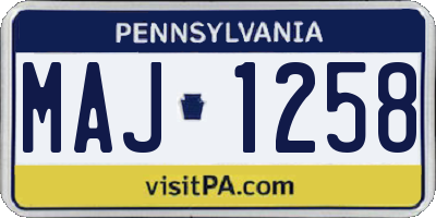 PA license plate MAJ1258
