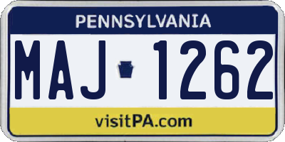 PA license plate MAJ1262