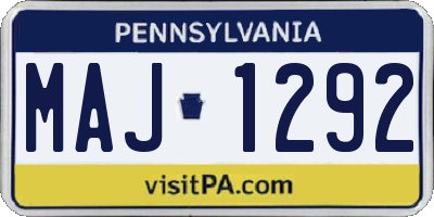 PA license plate MAJ1292