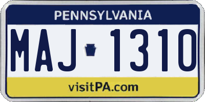 PA license plate MAJ1310