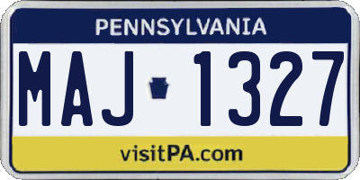 PA license plate MAJ1327