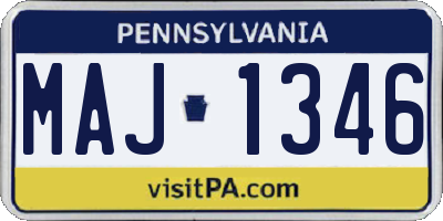 PA license plate MAJ1346
