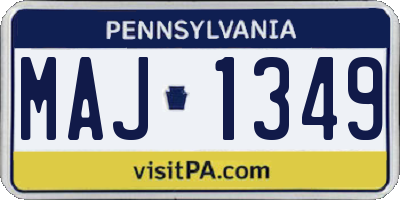 PA license plate MAJ1349