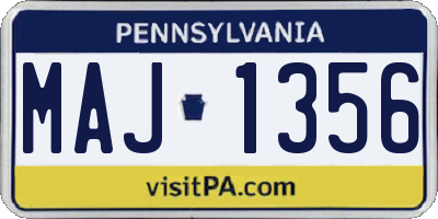 PA license plate MAJ1356