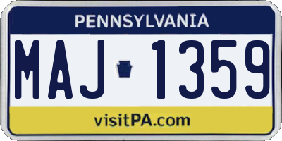 PA license plate MAJ1359