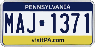 PA license plate MAJ1371