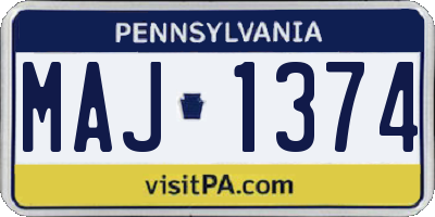 PA license plate MAJ1374
