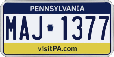 PA license plate MAJ1377