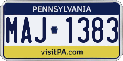 PA license plate MAJ1383