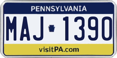 PA license plate MAJ1390