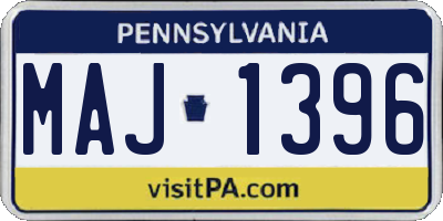 PA license plate MAJ1396