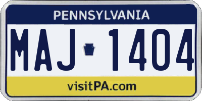 PA license plate MAJ1404