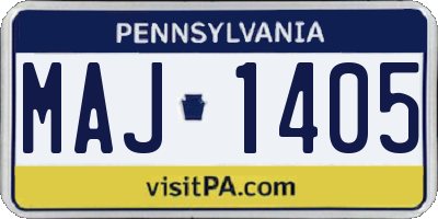 PA license plate MAJ1405
