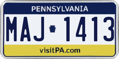 PA license plate MAJ1413