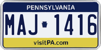 PA license plate MAJ1416