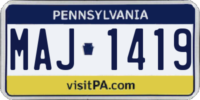 PA license plate MAJ1419