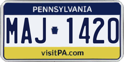 PA license plate MAJ1420