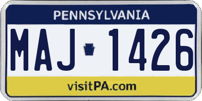 PA license plate MAJ1426