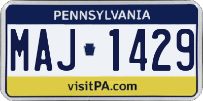PA license plate MAJ1429