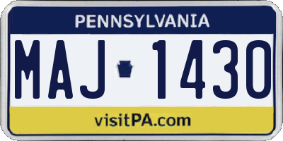 PA license plate MAJ1430