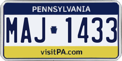 PA license plate MAJ1433