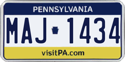 PA license plate MAJ1434