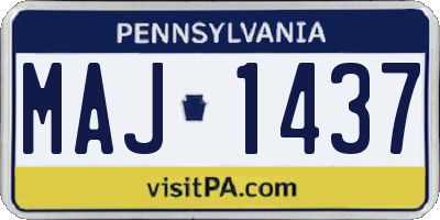 PA license plate MAJ1437