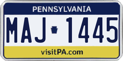 PA license plate MAJ1445