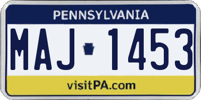 PA license plate MAJ1453