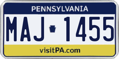 PA license plate MAJ1455
