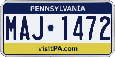 PA license plate MAJ1472