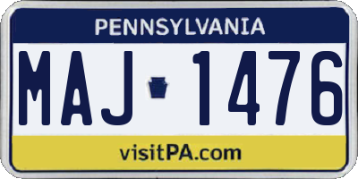 PA license plate MAJ1476
