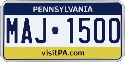 PA license plate MAJ1500