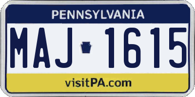 PA license plate MAJ1615