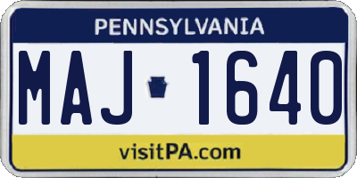 PA license plate MAJ1640
